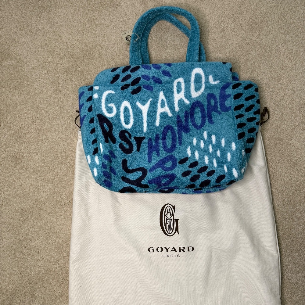 Goyard Ltd Edition Turquoise Blue Terry Cloth Sponge Beach Bag - La Place - Picture 2 of 8